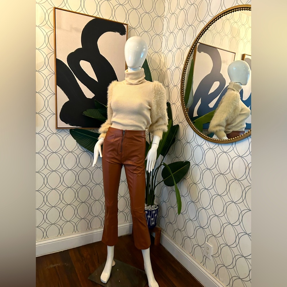 Chic Cream Turtleneck and Brown Pants